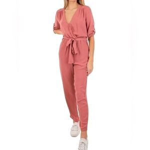 Anthropologie Maronie Dusty Mauve Pink 3/4 Sleeve Jumpsuit Size Medium